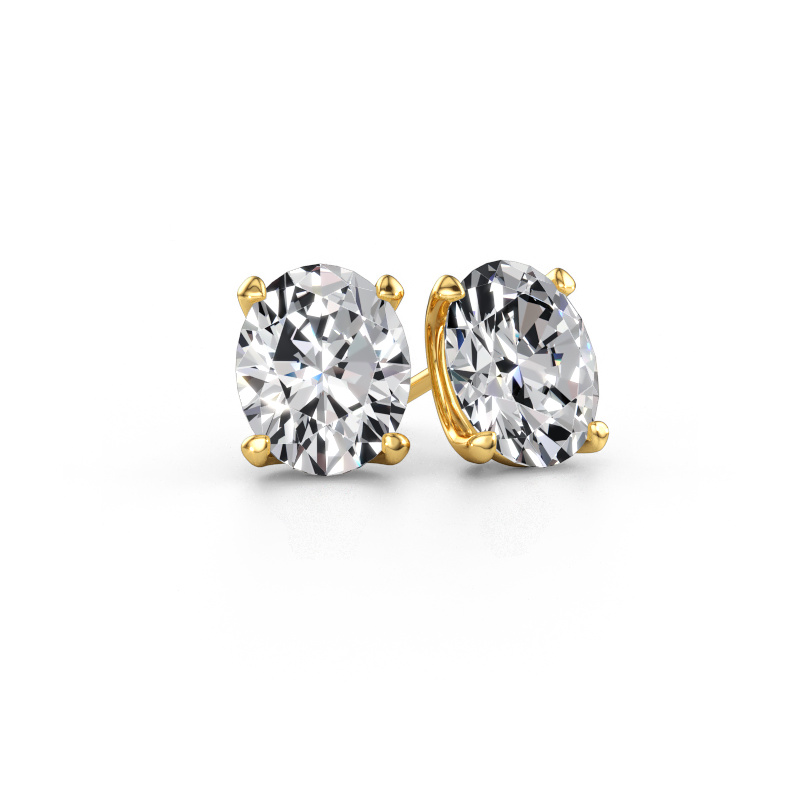 Bild av Stiftörhängen Sam OVL 585 gult guld Diamant 5.40 crt
