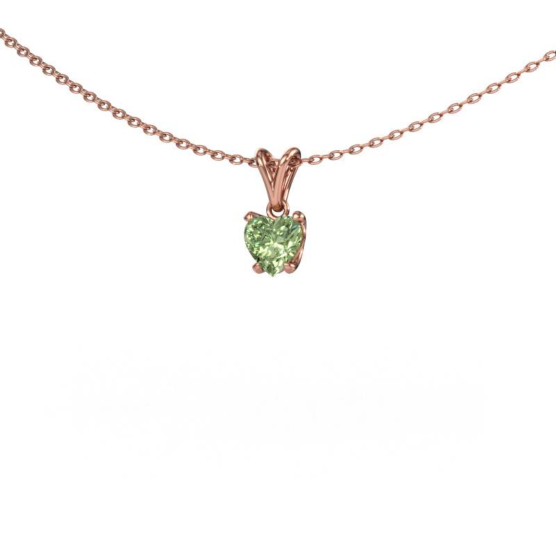 Image of Pendant Sam Heart 585 rose gold Green lab grown diamond 5 mm