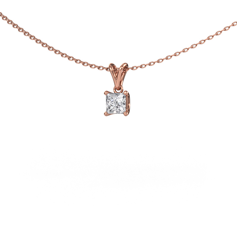 Image of Pendant Sam SQR 585 rose gold Lab-grown diamond 0.40 crt