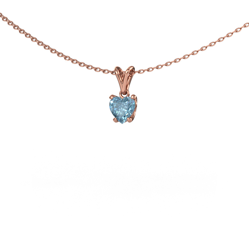 Image of Pendant Sam Heart 585 rose gold Blue lab grown diamond 5 mm