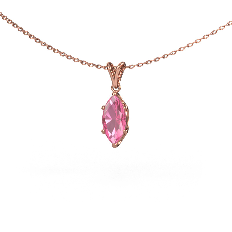 Image of Pendant Sam MRQ 585 rose gold Pink sapphire 10x5 mm