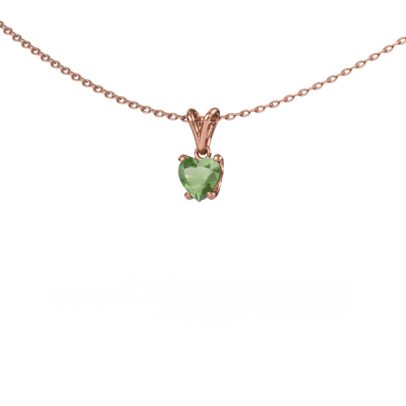 Image de Pendentif Sam Heart 585 or rose Vert tourmaline 5 mm