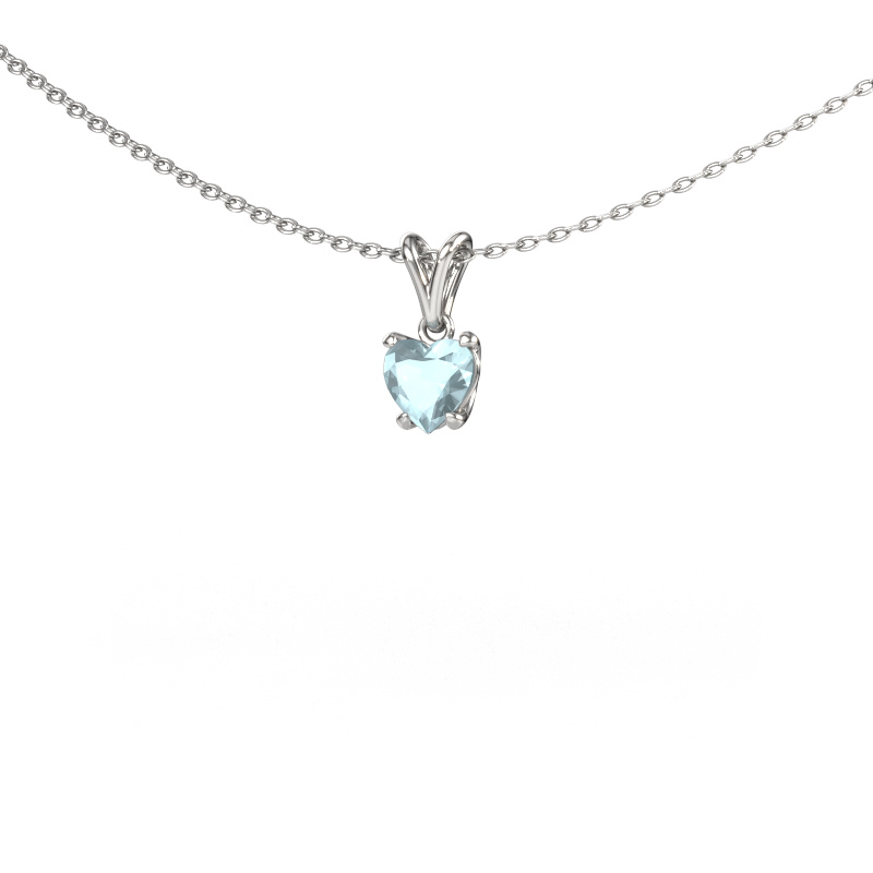 Image of Pendant Sam Heart 950 platinum Aquamarine 5 mm