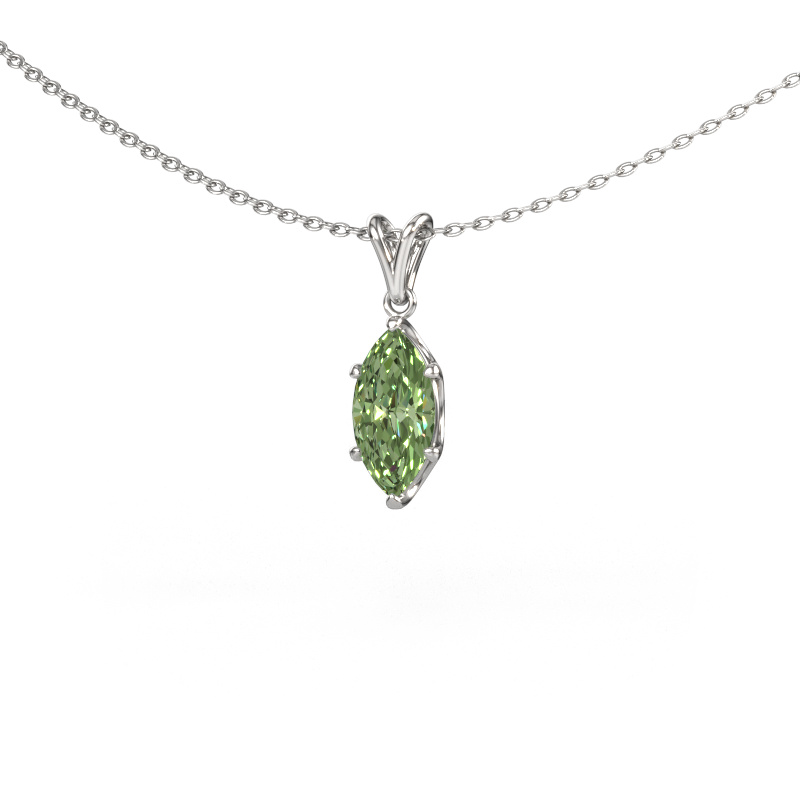 Image of Pendant Sam MRQ 950 platinum Green lab grown diamond 10x5 mm