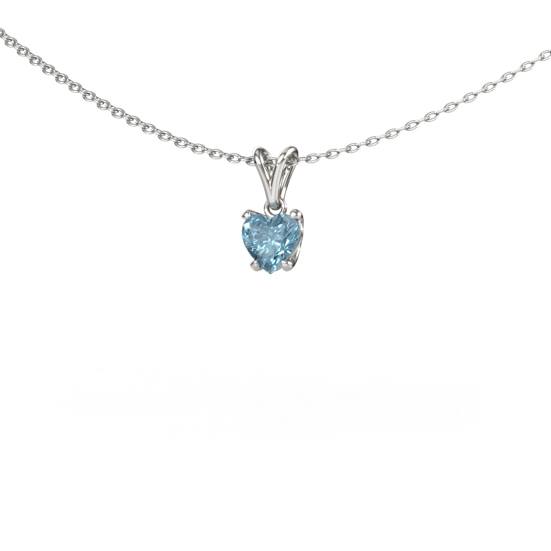 Image of Pendant Sam Heart 950 platinum Blue lab grown diamond 5 mm