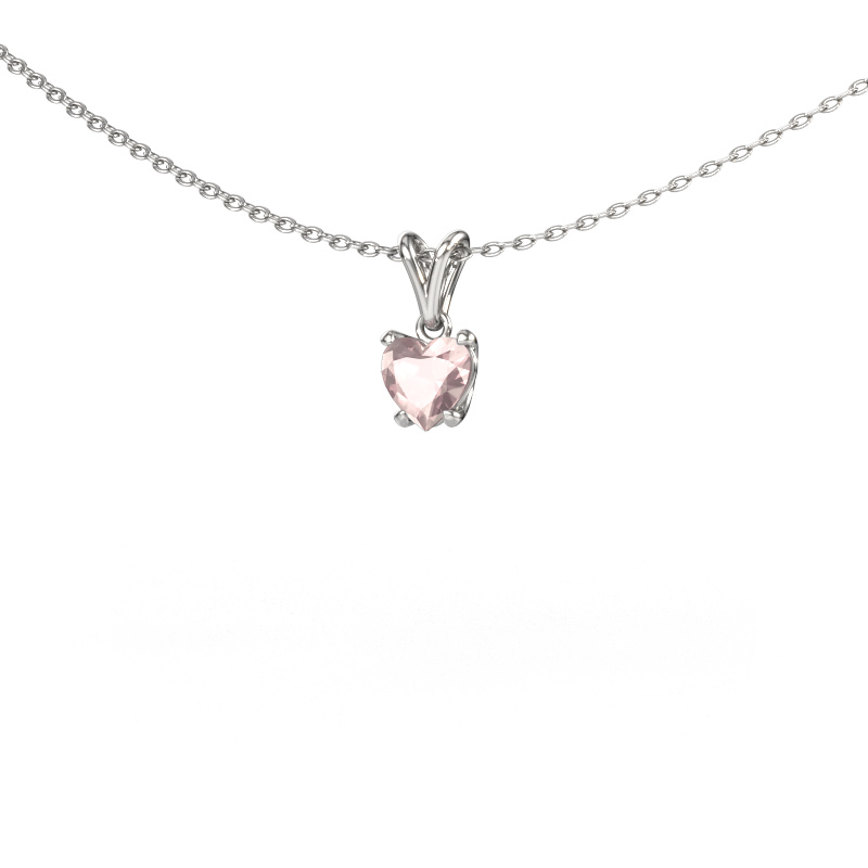 Image de Pendentif Sam Heart 585 or blanc Champagne morganite 5 mm