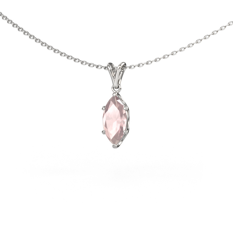 Image of Pendant Sam MRQ 585 white gold Morganite champagne 10x5 mm