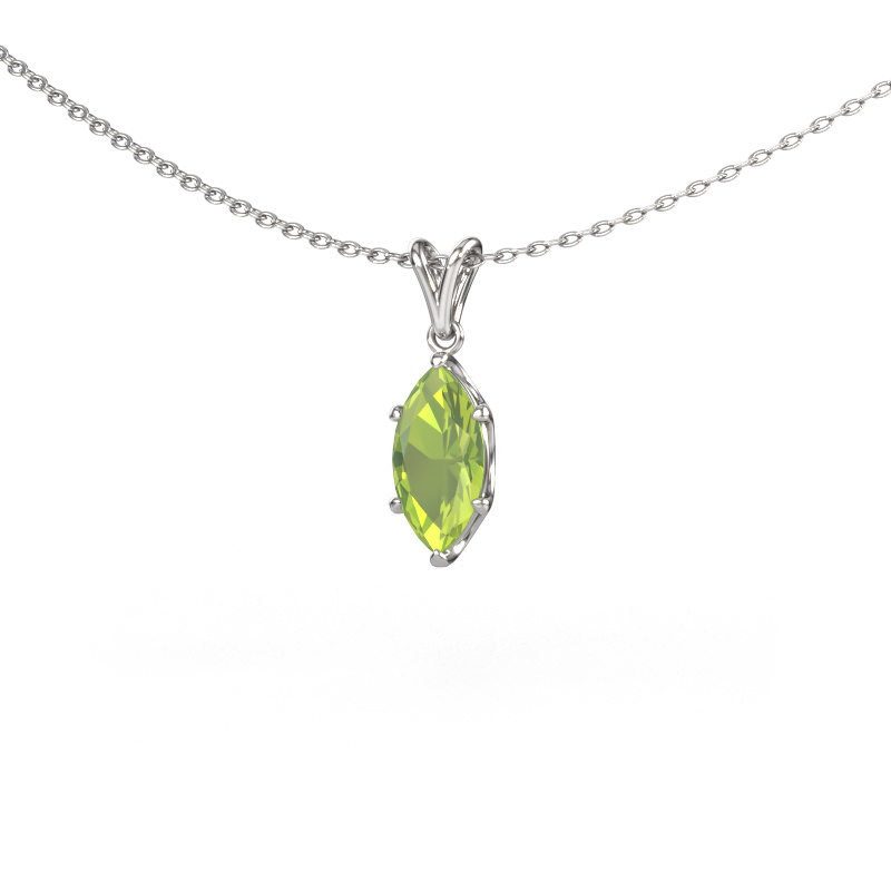 Image of Pendant Sam MRQ 585 white gold Peridot 10x5 mm