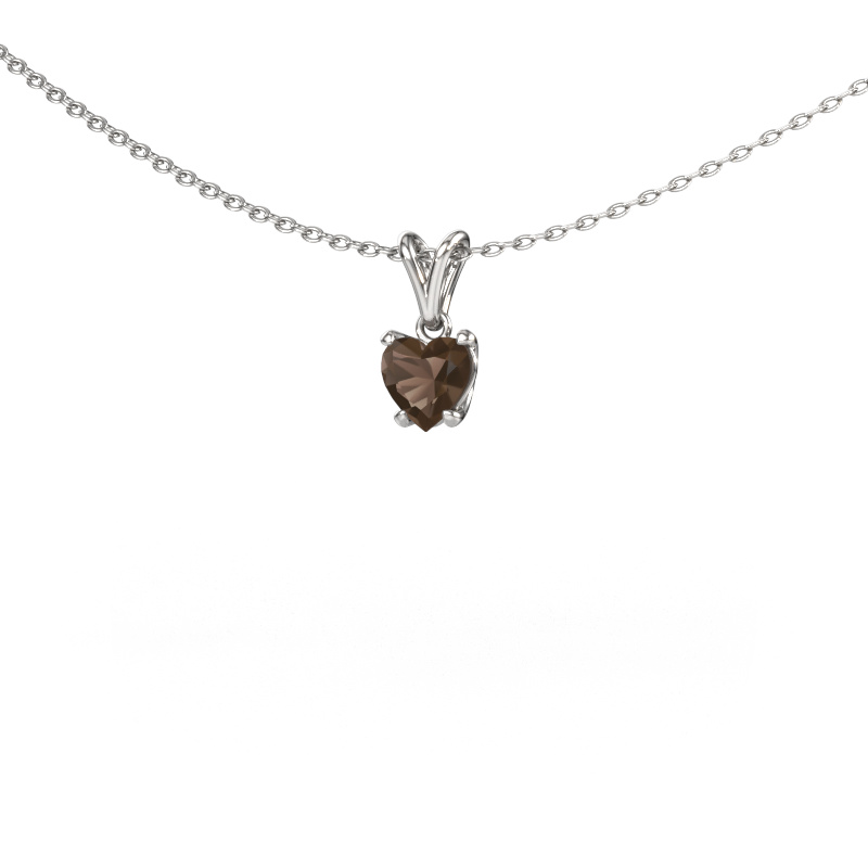 Image de Pendentif Sam Heart 585 or blanc Quartz fumé 5 mm