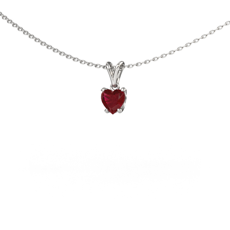 Bild von Anhänger Sam Heart 585 Weißgold Rubin 5 mm