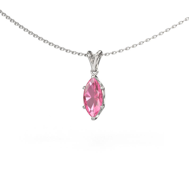 Image of Pendant Sam MRQ 585 white gold Pink sapphire 10x5 mm