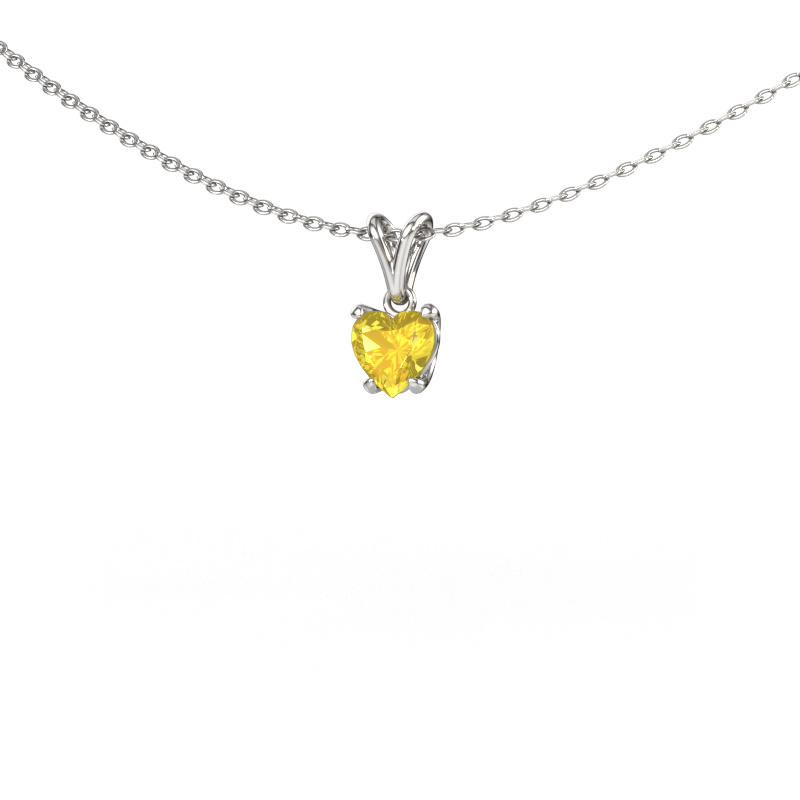 Bild von Anhänger Sam Heart 585 Weißgold Gelb Saphir 5 mm
