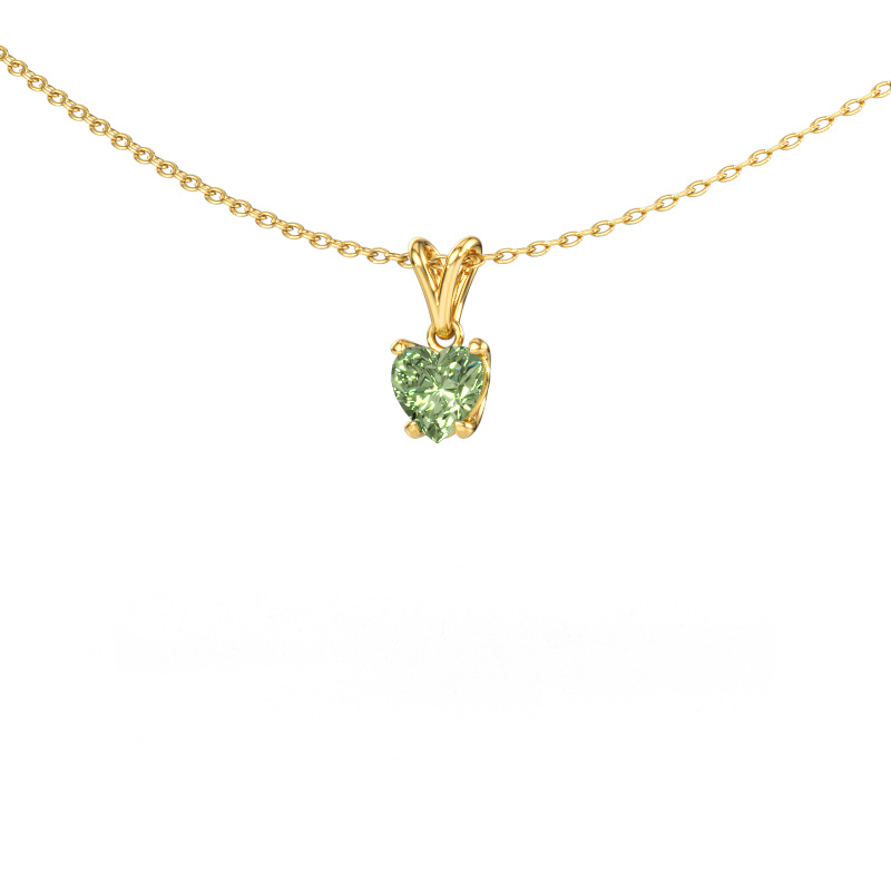 Bild av Hänge Sam Heart 585 gult guld Grön labbodlad diamant 5 mm