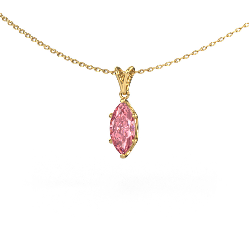 Image of Pendant Sam MRQ 585 gold Pink lab grown diamond 10x5 mm