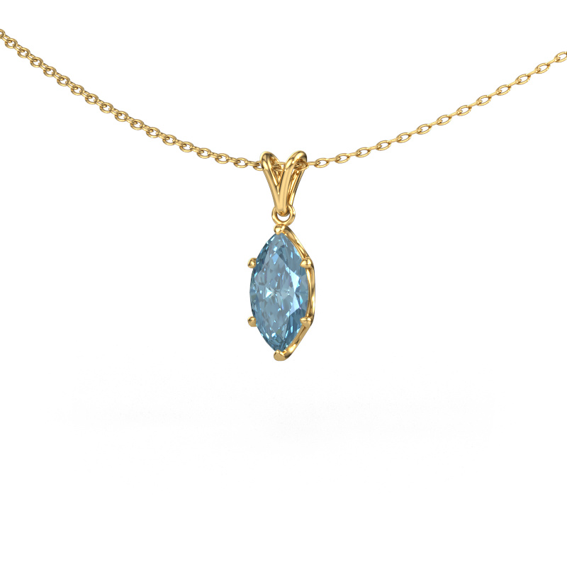 Image of Pendant Sam MRQ 585 gold Blue lab grown diamond 10x5 mm