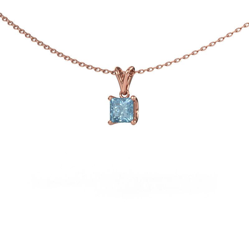 Image of Pendant Sam SQR 585 rose gold Blue lab grown diamond 4.5 mm