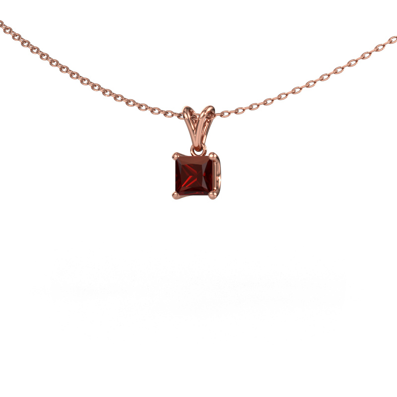 Image de Pendentif Sam SQR 585 or rose Grenat 4.5 mm