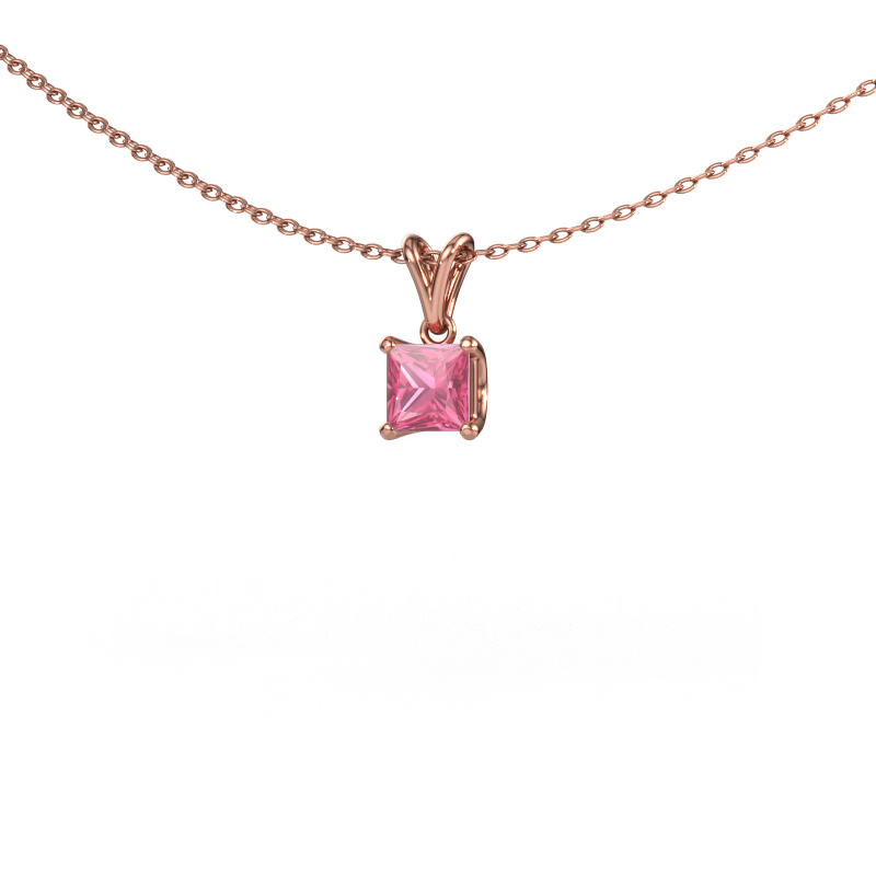 Afbeelding van Hanger Sam SQR 585 rosé goud Roze saffier 4.5 mm