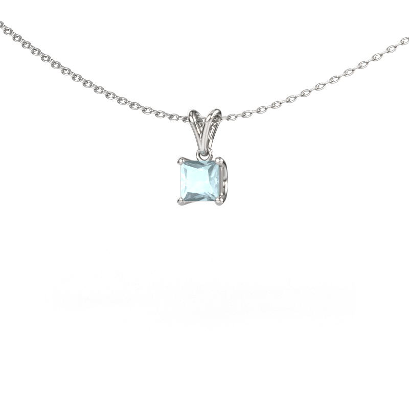 Image of Pendant Sam SQR 950 platinum Aquamarine 4.5 mm