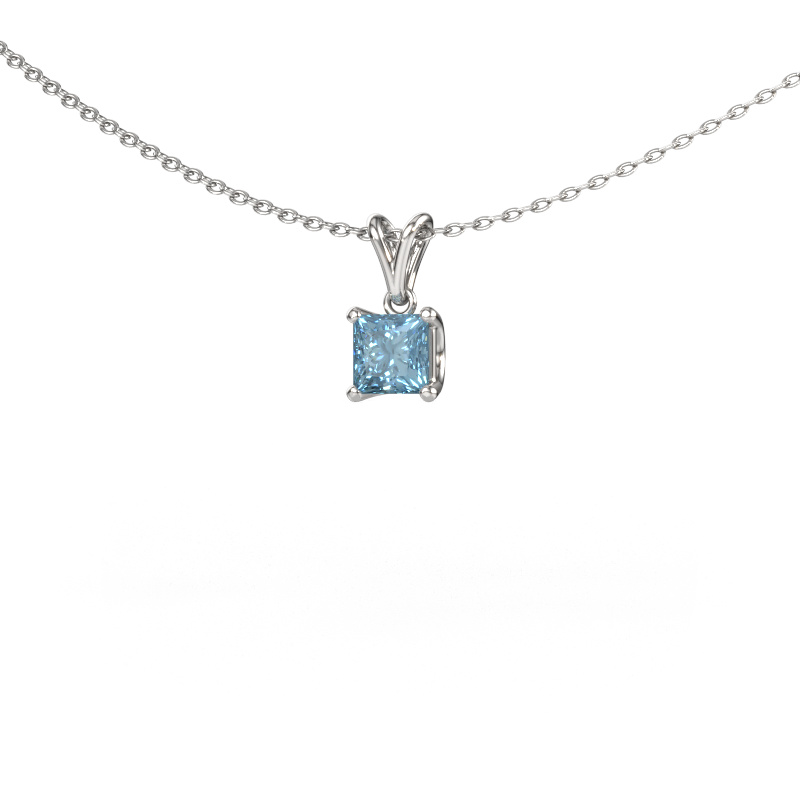Image of Pendant Sam SQR 950 platinum Blue lab grown diamond 4.5 mm