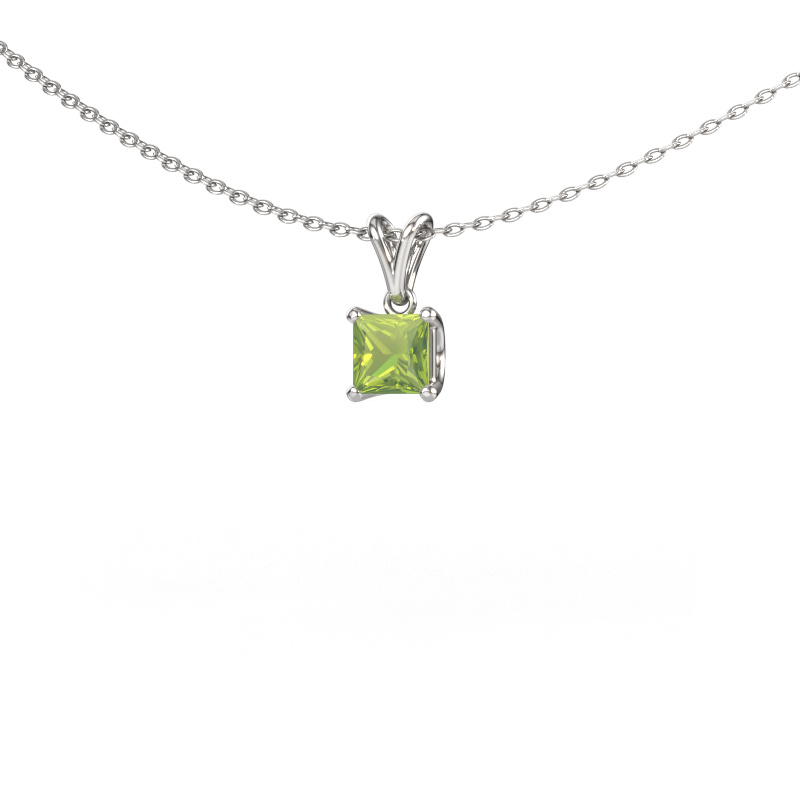 Image of Pendant Sam SQR 585 white gold Peridot 4.5 mm