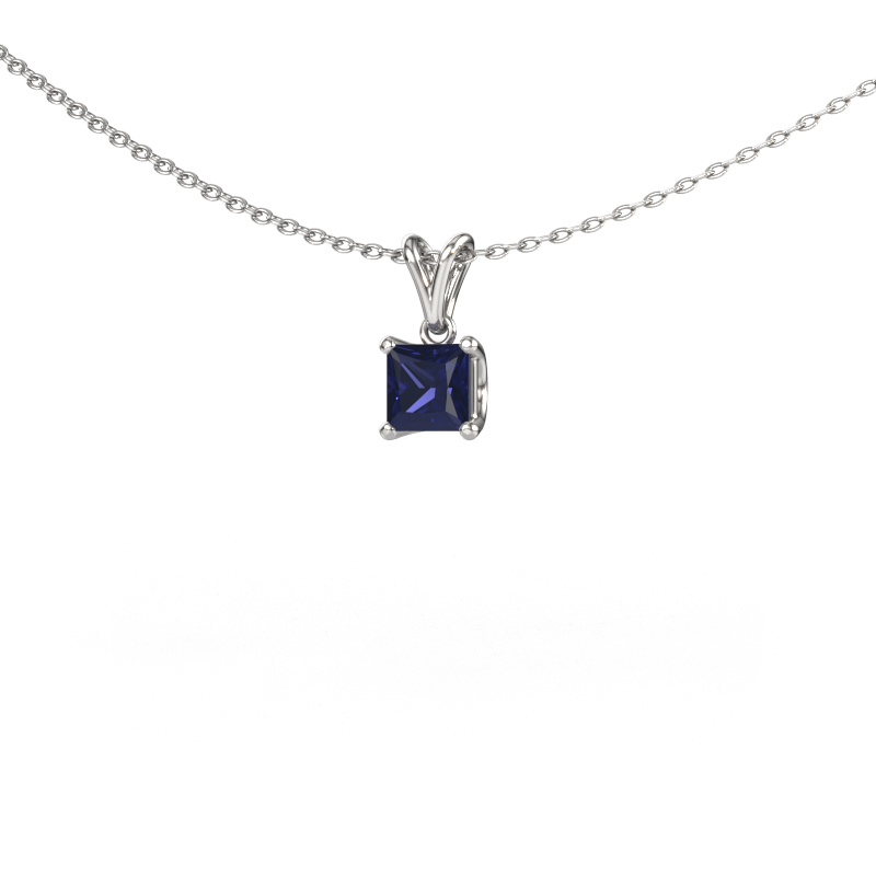 Image of Pendant Sam SQR 585 white gold Sapphire 4.5 mm