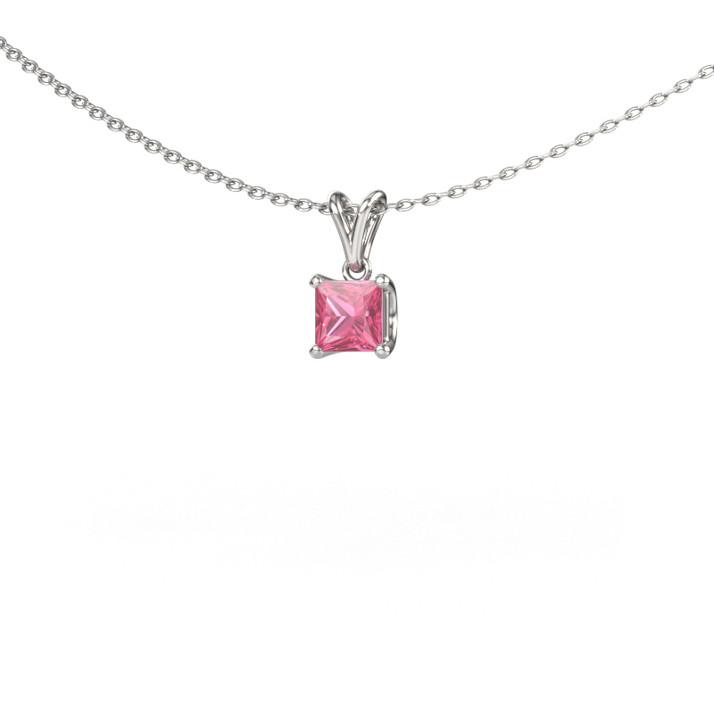 Image of Pendant Sam SQR 585 white gold Pink sapphire 4.5 mm