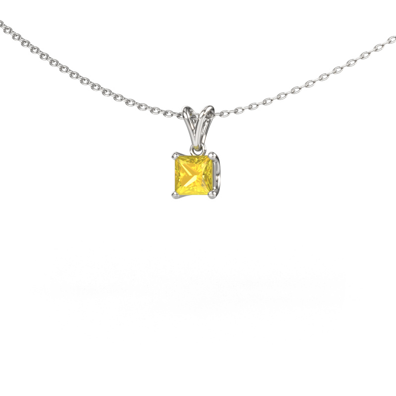 Bild von Anhänger Sam SQR 585 Weißgold Gelb Saphir 4.5 mm