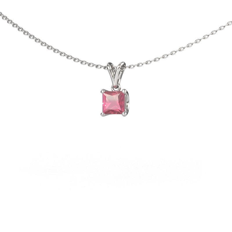 Afbeelding van Hanger Sam SQR 950 Platina Toermalijn pink 4.5 mm