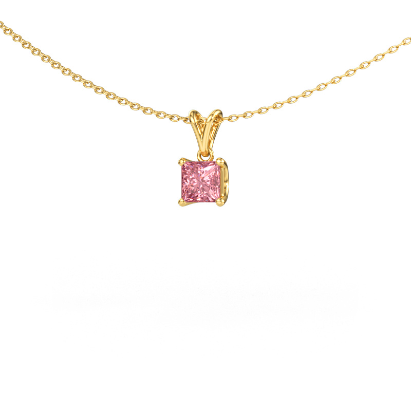 Image of Pendant Sam SQR 585 gold Pink lab grown diamond 4.5 mm