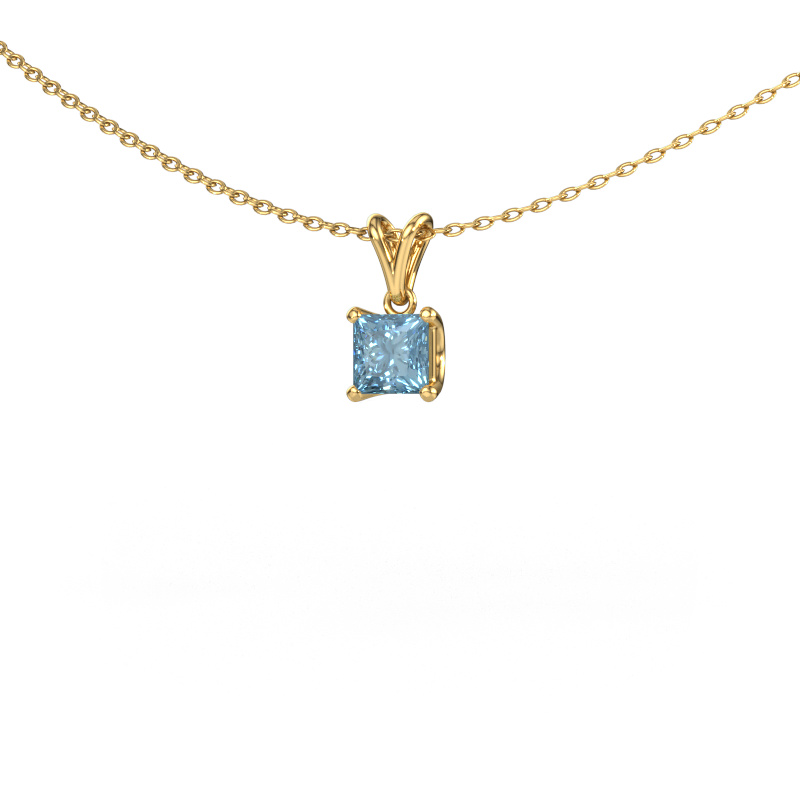 Image of Pendant Sam SQR 585 gold Blue lab grown diamond 4.5 mm