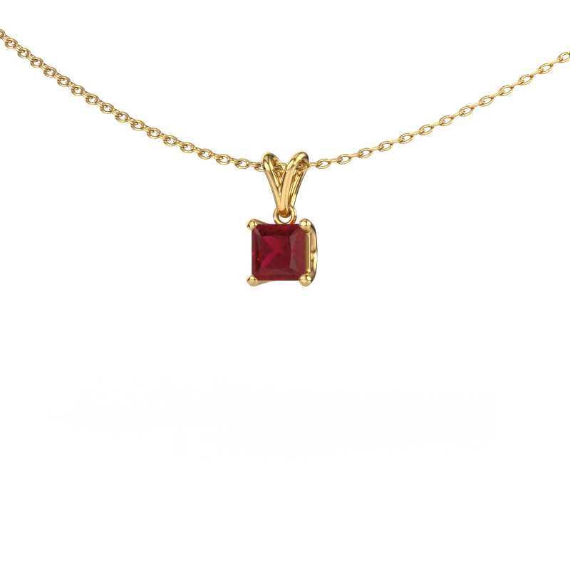 Image of Pendant Sam SQR 585 gold Ruby 4.5 mm