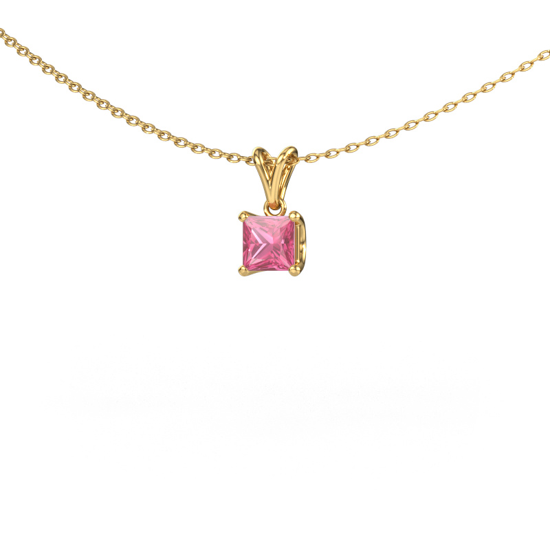 Image of Pendant Sam SQR 585 gold Pink sapphire 4.5 mm