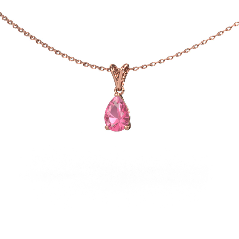Image of Pendant Sam PER 585 rose gold Pink sapphire 7x5 mm
