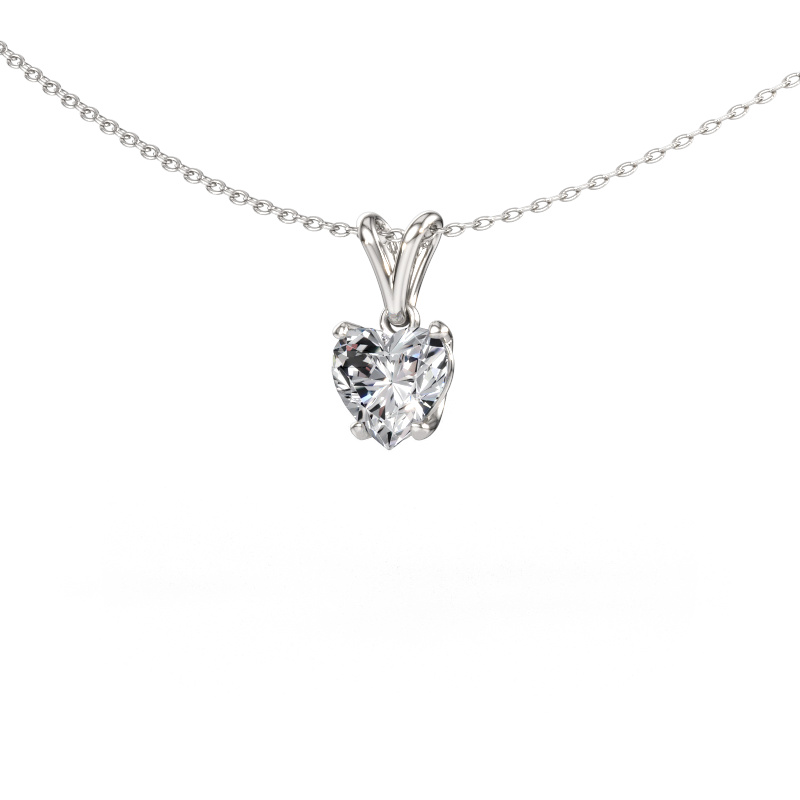 Image de Pendentif Sam Heart 585 or blanc Diamant synthétique 1.25 crt