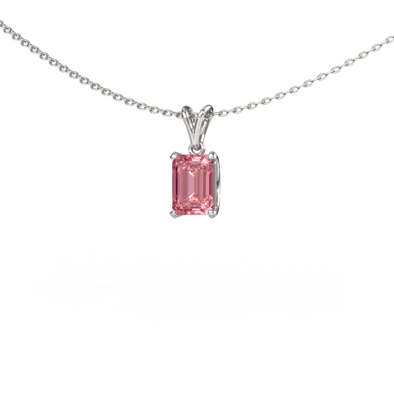 Image of Pendant Sam EME 950 platinum Pink lab grown diamond 7x5 mm