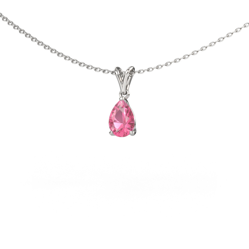 Image of Pendant Sam PER 585 white gold Pink sapphire 7x5 mm