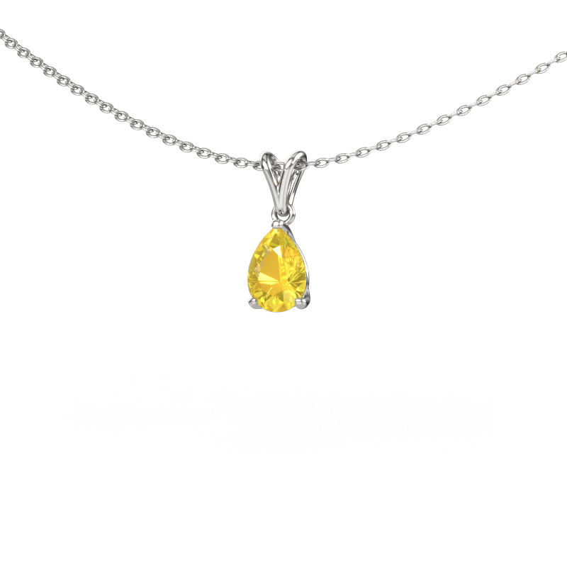 Image of Pendant Sam PER 950 platinum Yellow sapphire 7x5 mm