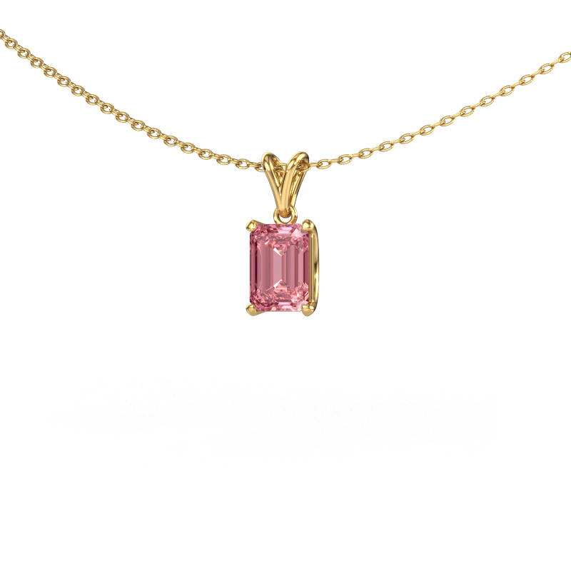 Image of Pendant Sam EME 585 gold Pink lab grown diamond 7x5 mm