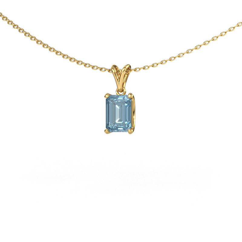 Image of Pendant Sam EME 585 gold Blue lab grown diamond 7x5 mm