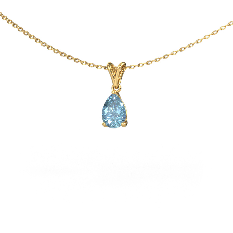 Image of Pendant Sam PER 585 gold Blue lab grown diamond 7x5 mm
