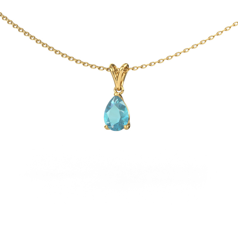 Afbeelding van Hanger Sam PER 585 goud Blauw topaas 7x5 mm