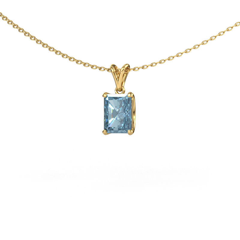 Image of Pendant Sam RAD 585 gold Blue lab grown diamond 7.5x5.5 mm