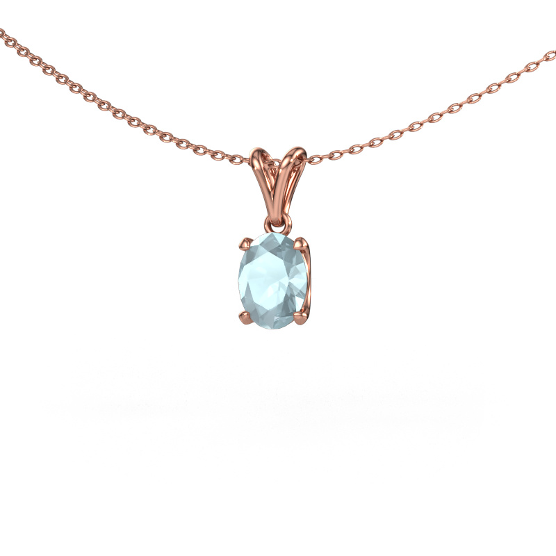 Afbeelding van Hanger Sam OVL 585 rosé goud Aquamarijn 8x6 mm