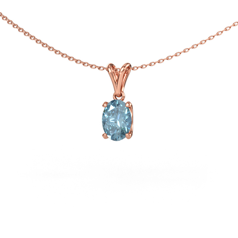 Bild av Hänge Sam OVL 585 roséguld Blå labbodlad diamant 8x6 mm