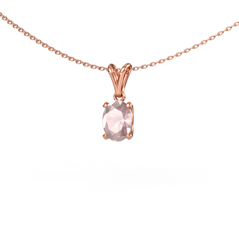 Bild av Hänge Sam OVL 585 roséguld Champagnefärgad morganit 8x6 mm