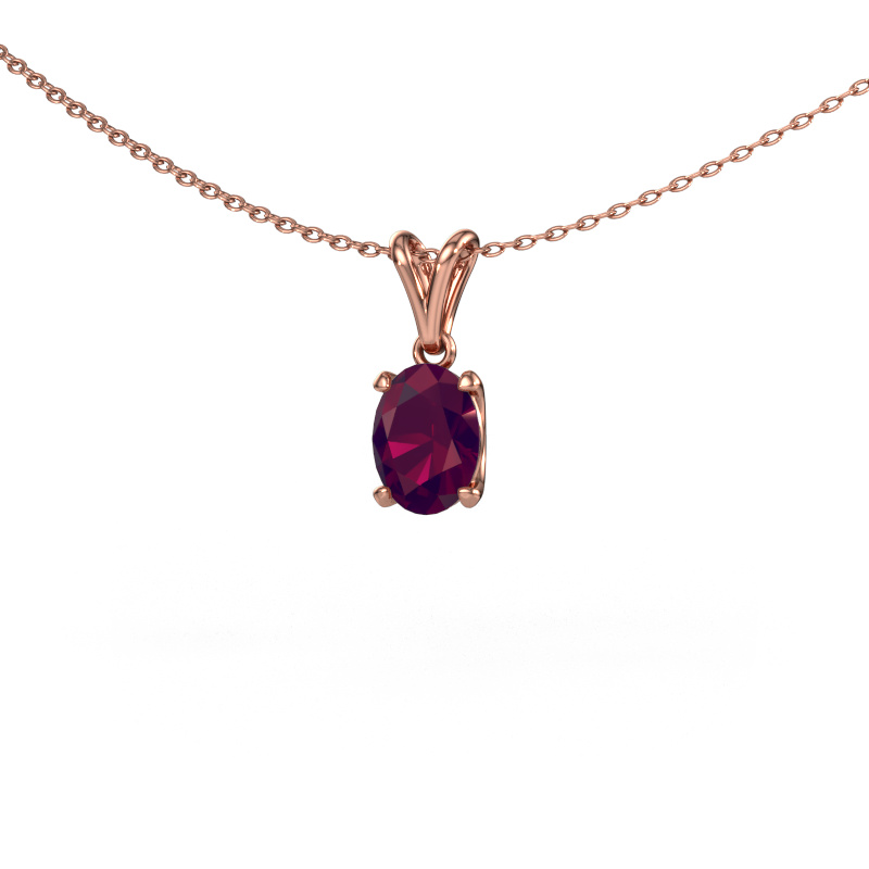 Image of Pendant Sam OVL 585 rose gold Rhodolite 8x6 mm