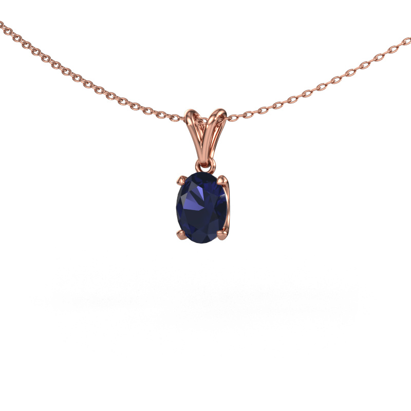 Image of Pendant Sam OVL 585 rose gold Sapphire 8x6 mm
