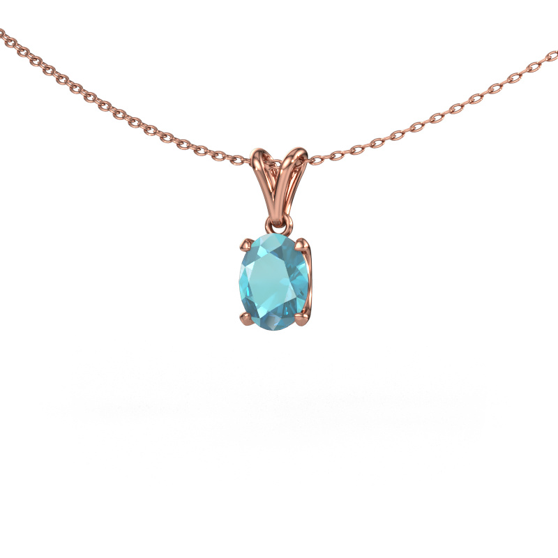 Bild von Anhänger Sam OVL 585 Roségold Blau Topas 8x6 mm