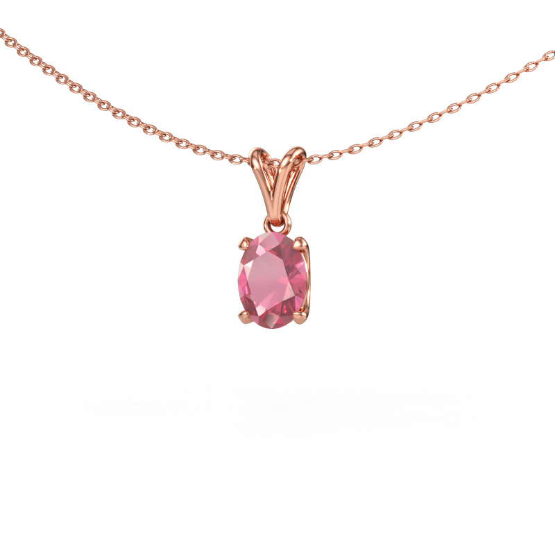 Bild av Hänge Sam OVL 585 roséguld Rosa turmalin 8x6 mm